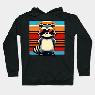 Cool Retro Raccoon in Sunglasses 70s 80s 90s Funny Raccoon Hoodie